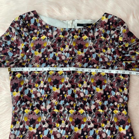 TIBI 100% Silk 3/4 Sleeve Impressionist Floral Shift Dress - Size 4 EUC - Picture 10 of 12